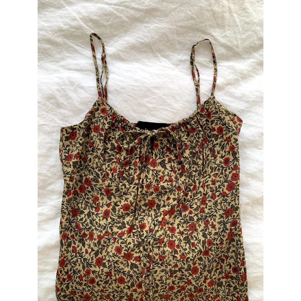 Realisation Alba Silk Floral Spaghetti Strap Midi Slip Dress Dahlia Tan - Picture 8 of 13